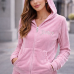 Set deportivo Juicy Couture de terciopelo con capucha – Rosa