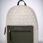 Mochila Mujer Tommy Hilfiger – Monogram Beige & Verde Oliva