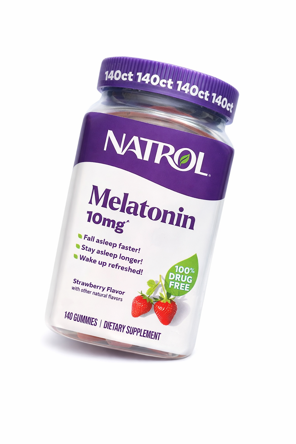 ChatGPT Image 4 mar 2026, 11_27_01 a.m. Melatonina Natrol 10 mg – Gomitas Sabor Frutilla (140 Gummies) - Imagen 1